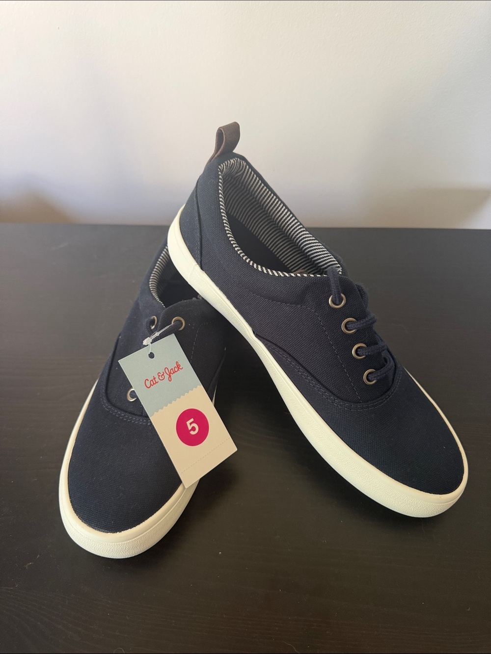 Cat & Jack Navy Canvas Kids Sneakers with White Sole